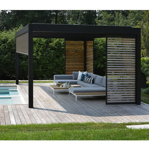 Buiten tuinpaviljoen aluminium <span class=keywords><strong>pergola</strong></span> 6x3 m <span class=keywords><strong>pergola</strong></span>'s bioclimatische <span class=keywords><strong>pergola</strong></span> buiten louvre gazebo met houten jaloezieën - Product Image 5