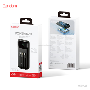 เพาเวอร์แบงค์ Earldom 10000mAh พร้อมสายชาร์จในตัว หน้าจอ LED แสดงผล รองรับการชาร์จเร็ว 22.5W ชาร์จเร็ว USB-C/USB/8-PIN - Product Image 6