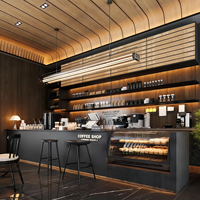 Comptoir de bar de café commercial avec éclairage LED, durable, écologique, moderne, poste de travail pour bubble tea, personnalisable