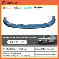Kit de Décoration Extérieure Sportif ABS pour VW Golf 8.5 GTI R Line 2025+ – Lame Avant Noir Brillant Effet Carbone – Pièce Auto
