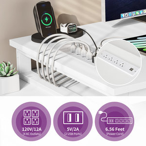 Ajunion trắng hình chữ L Bàn máy tính với cổng USB LED dải ánh sáng Tủ hồ sơ kệ có thể điều chỉnh bảng chơi game cho gia đình - Product Image 5