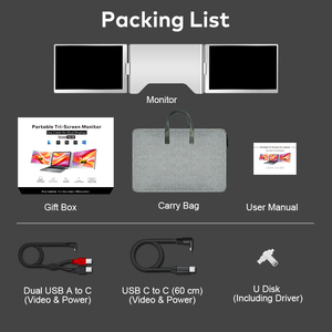 จอขยายสำหรับแล็ปท็อป 14 นิ้ว 1200P IPS จอพกพาแบบสามจอ เชื่อมต่อผ่าน USB C จอคู่ สำหรับธุรกิจ การซื้อขาย เล่นเกม สำนักงาน ราคาดี - Product Image 6