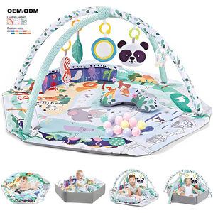 Alfombra de juegos para el gimnasio del bebé 5 en 1, colchoneta para el tiempo de la barriga y la actividad del gimnasio, <span class=keywords><strong>manta</strong></span> de fitness infantil, alfombrilla de juego con juguetes de peluche para exploración sensorial - Product Image 1