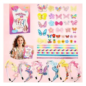 Hot Selling Girls Headwear <b>Kit</b> <b>DIY</b> Unicorn Flower Crown Charms Satin Mesh Craft Toy Birthday Present Bundle Pack - Product Image 1