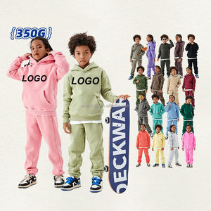 סט בגדי ילדים להתאמה אישית, 350 גרם פליז קטיפתי בסגנון מיילארד, קפוצ'ון ומכנסיים, תלבושת חורף חמה לבנים, צבעים מרובים - Product Image 1