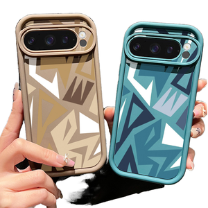 Custodia per telefono antiurto in TPU con motivi geometrici irregolari a contrasto, stile Ins, include supporto per telefono per Google Pixel 9/Pixel 8PRO - Product Image 1