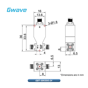 Module RF IC Bias Tee 2,4 mm, plage de fréquences de 30 KHz à 50 GHz, 500 mA et 25 volts CC nominal - Product Image 3