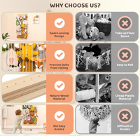 Organisateur de jouets en bois pour animaux en peluche, hamac suspendu pour jouets, hamac en bois pour animaux en peluche, étagère d'angle en bois