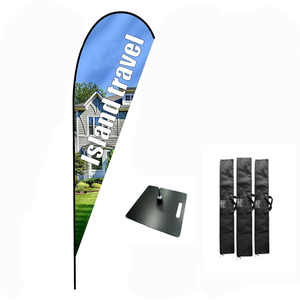 Teardrop Flying Banner Beach Flagpole Sale Now Open House Car Wash Swooper Drapeau de plumes imprimé personnalisé avec base à pointes - Product Image 4