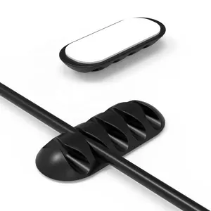 Clips de silicona para cables, organizador de soporte de plástico con gancho para auriculares y auriculares, gestión de cables para uso en escritorio