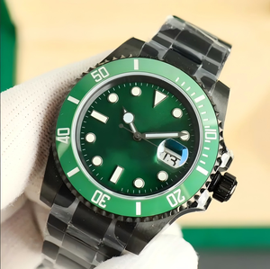 2025 High-End Best-Selling <b>Men's</b> Mechanical <b>Watch</b>, Classic Diver Model, <b>Black</b> Steel with Green Bezel - Product Image 6