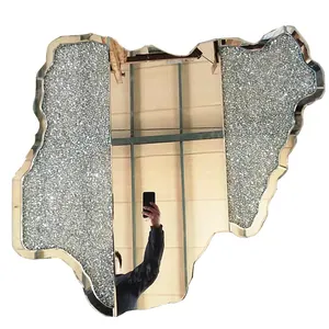 Зеркало ручной работы из МДФ, зеркальный декор для стен в гостиной, с рамой из дробленых бриллиантов