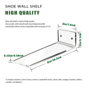 Paquete de <span class=keywords><strong>6</strong></span> Estantes Flotantes para Zapatos de Acrílico, Exhibidores de Zapatos Transparentes para Montar en la Pared, Exhibidores de Zapatos Levitantes - Product Image 3