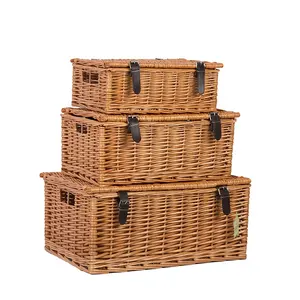 Set 3 cestini da picnic vuoti cesto regalo popolare in materiale di vimini per il regno unito
