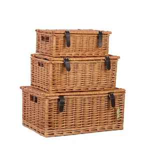 Set 3 <strong>Empty</strong> Picnic <strong>Basket</strong> Wicker Material Popular Gift <strong>Hamper</strong> <strong>Basket</strong> for UK - Product Image 1