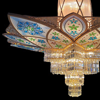 Grand lustre décoratif en cristal, personnalisé de luxe, coloré brillant, moderne, pour hall, mosquée arabe, islamique