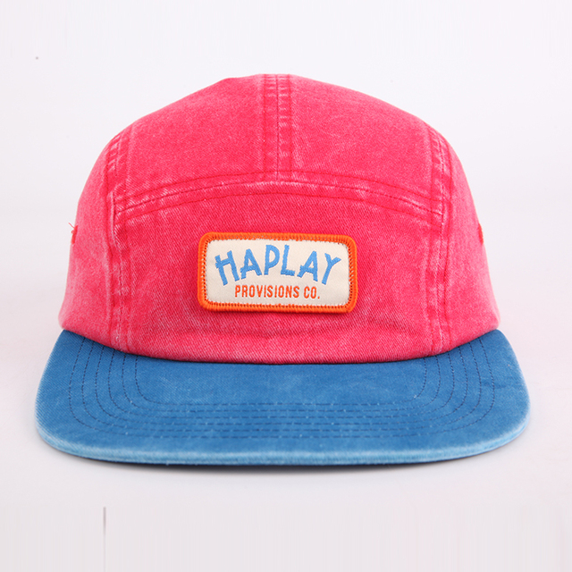 Customized Washed Cotton Five Panel Camping Cap Unstructured Adjustable 5 Panel Hat Embroidery Patch Flat Caps and Hats