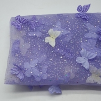 Tissu en dentelle 3D douce avec fleurs perlées et sequins métalliques pour robe et jupe