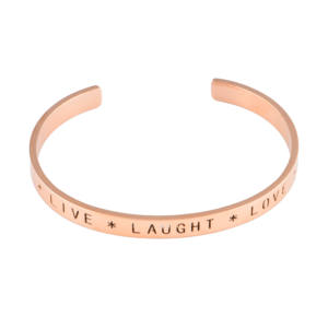 JM Jewelry Nuevo Diseño Live Laugh Love Pulsera Personalizada Cristiana de Acero Inoxidable Plateado/Oro Rosa Unisex con Cadena Fina - Product Image 1