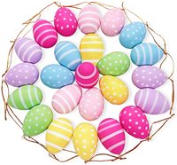 Xieli pâques décorations oeuf en plastique coloré avec points et rayures suspendus ornements faveurs de fête de pâques