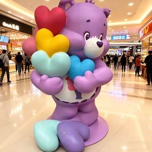 CS230 Commercial Interior Use Frp Large Bear Sculpture Resin Mall Ambience Cartoon Animal <b>Decorative</b> Statue with Heart Elements - Product Image 1