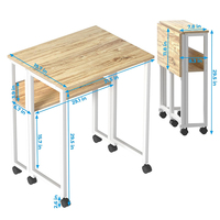 Table d'étude pliante en métal avec surface en bois et étagère pour salon, appartement - YODA YD-ID202N