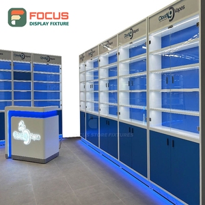 ตู้โชว์ร้านขายอุปกรณ์สูบบุหรี่ระดับไฮเอนด์ ตู้ไม้กระจกพร้อมไฟ LED สำหรับเก็บยาสูบ - Product Image 1