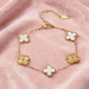 <span class=keywords><strong>Bracelet</strong></span> de luxe tendance en acier inoxydable 18K, double face, trèfle à quatre feuilles gravé au laser, <span class=keywords><strong>diamant</strong></span> et pierre naturelle, pour soirée - Product Image 1
