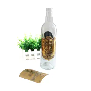 Yüksek kaliteli kendinden yapışkanlı altın kabartmalı Metal şarap etiketi kırmızı şarap yapışkan şişe etiketi