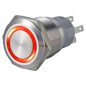 Interruptor de Botón Pulsador Momentáneo Iluminado con Anillo LED, 2NO2NC, IP67, Impermeable, 250V, 12V, 12mm, 22mm, Acero Inoxidable, 3A, para Electrodomésticos - Product Image 4