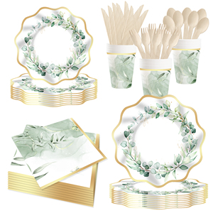 Service de table DAMAI, assiettes, serviettes, gobelets en papier, lot de 100 pièces pour fête de naissance, révélation du sexe du bébé - Product Image 3