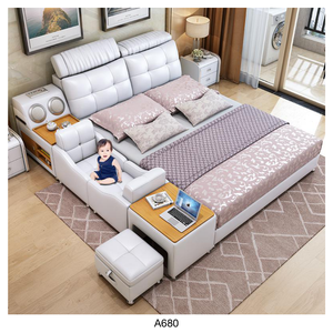 Muebles de Dormitorio, Cama King Size Multifuncional con Almacenamiento, Diseño Antiguo de Madera - Product Image 4