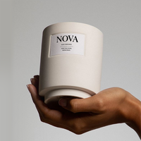 Bougie parfumée artisanale NOVA Premium avec logo personnalisé en pot en céramique - 100% biologique, longue durée, pour la Saint-Valentin, les bars