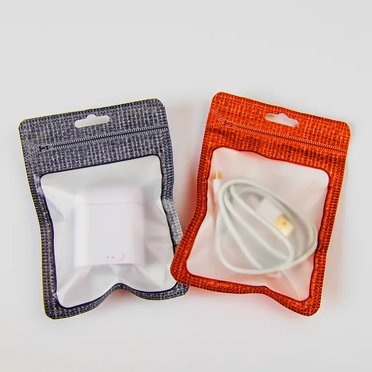 Personalizado 2023 novos produtos nova coleção fone de ouvido bolsa impermeável zip embalagem sacos plásticos com furo pendurado