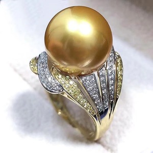Anello di perle in <span class=keywords><strong>argento</strong></span> <span class=keywords><strong>925</strong></span> <span class=keywords><strong>e</strong></span> oro Nanyang tutto-Match femminile perfetto cerchio gioielli in acciaio inox materiale di spessore del mare - Product Image 4