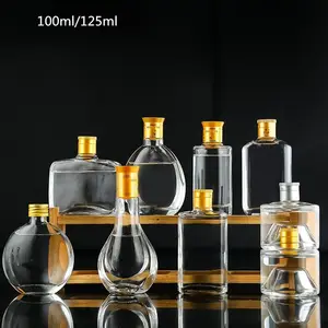 100ml 125ml kare yuvarlak oval düz uzun boyunlu her türlü küçük şarap şişesi şeffaf cam malzeme