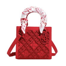 Bolso de Mano de Lujo para <span class=keywords><strong>Mujer</strong></span>, Nuevo Bolso Bandolera de Moda con Pañuelo de Seda Bordado a Cuadros, Correa de Hombro con Diseño de Rejilla, Mochila Elegante - Product Image 1