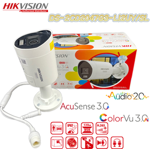 Caméra de dissuasion active <span class=keywords><strong>Hikvision</strong></span> DS-2CD2047G3-LI2UY/SL 4MP ColorVu HikAI-ISP avec lumière stroboscopique, alarme sonore, audio bidirectionnel, IP67, PoE - Product Image 1