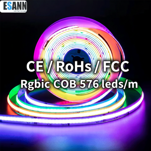 Bande <span class=keywords><strong>LED</strong></span> magique adressable ESANN, bande numérique sans points COB, ruban 12V 10mm 576 <span class=keywords><strong>LED</strong></span>, puces pixel, silicone flexible, bande intelligente RGB - Product Image 1