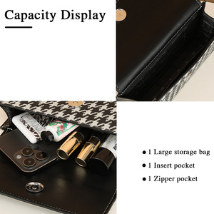 Sac bandoulière pour femme Baellerry, motif pied-de-poule, fermeture magnétique, petit sac carré antivol, usage quotidien - Product Image 2