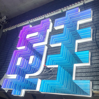 Letrero de Pared Personalizado para Exteriores con Espejo de Mil Capas, Efecto 3D, Colorido, con Luz de Neón Brillante, para Decoración de Paisajes
