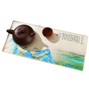 Serviette de thé chinoise traditionnelle en polaire corail 36x18cm, rectangulaire, absorbante, avec motif personnalisé - Product Image 2