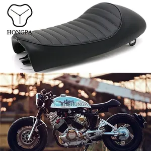 Evrensel Cafe Racer motosiklet modelleri klozet kapağı Pu deri Vintage koltuk Honda için CG125 Cafe Racer motosiklet koltuk minderi