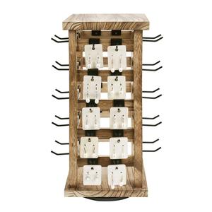 Porte-bijoux rotatif en bois massif, présentoir multi-niveaux, rangement de bureau, style rustique - Product Image 1