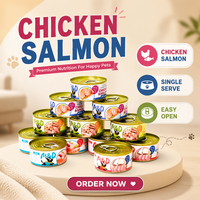 Nourriture humide pour chat de qualité supérieure, riche en protéines, en conserve de 85 g, saveur poulet et saumon, viande fraîche, friandises pour chat en boîte
