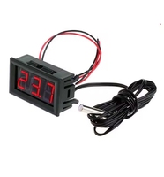Termometer LED Digital Mini DC 12V untuk Monitor Suhu Mobil Panel Meter Rentang Pengukuran -50-110C dengan Probe Suhu