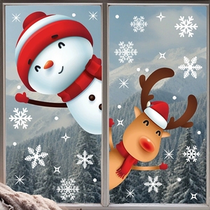Juego de Adhesivos Navideños para Ventanas, Copos de Nieve, Papá Noel, Renos, Muñeco de Nieve, Adhesivos Estáticos para Vidrio, Sin Residuos, Decoración para Fiestas - Product Image 1