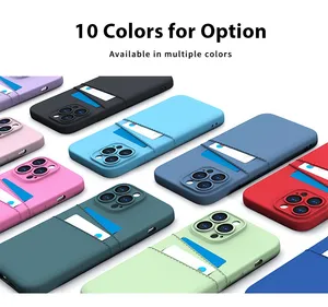 Funda de TPU con logotipo personalizado para teléfonos móviles con bolsillo para 2 tarjetas para iPhone 14 13 12 11 Pro Max X XR XS Max 7 8 Plus Fundas