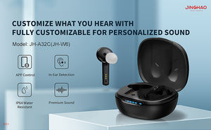 Jinghao แอปอัจฉริยะชาร์จได้ไร้สายแบบสองหูสีดำสีขาวพร้อมเครื่องช่วยฟังบลูทูธ - Product Image 2