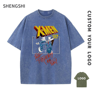 ShengShi T-shirt pour homme Vintage Wash Regular O-neck 320g Custom Quick-dry Retro Work avec logo personnalisé Bulk Tee Casual pour homme - Product Image 1